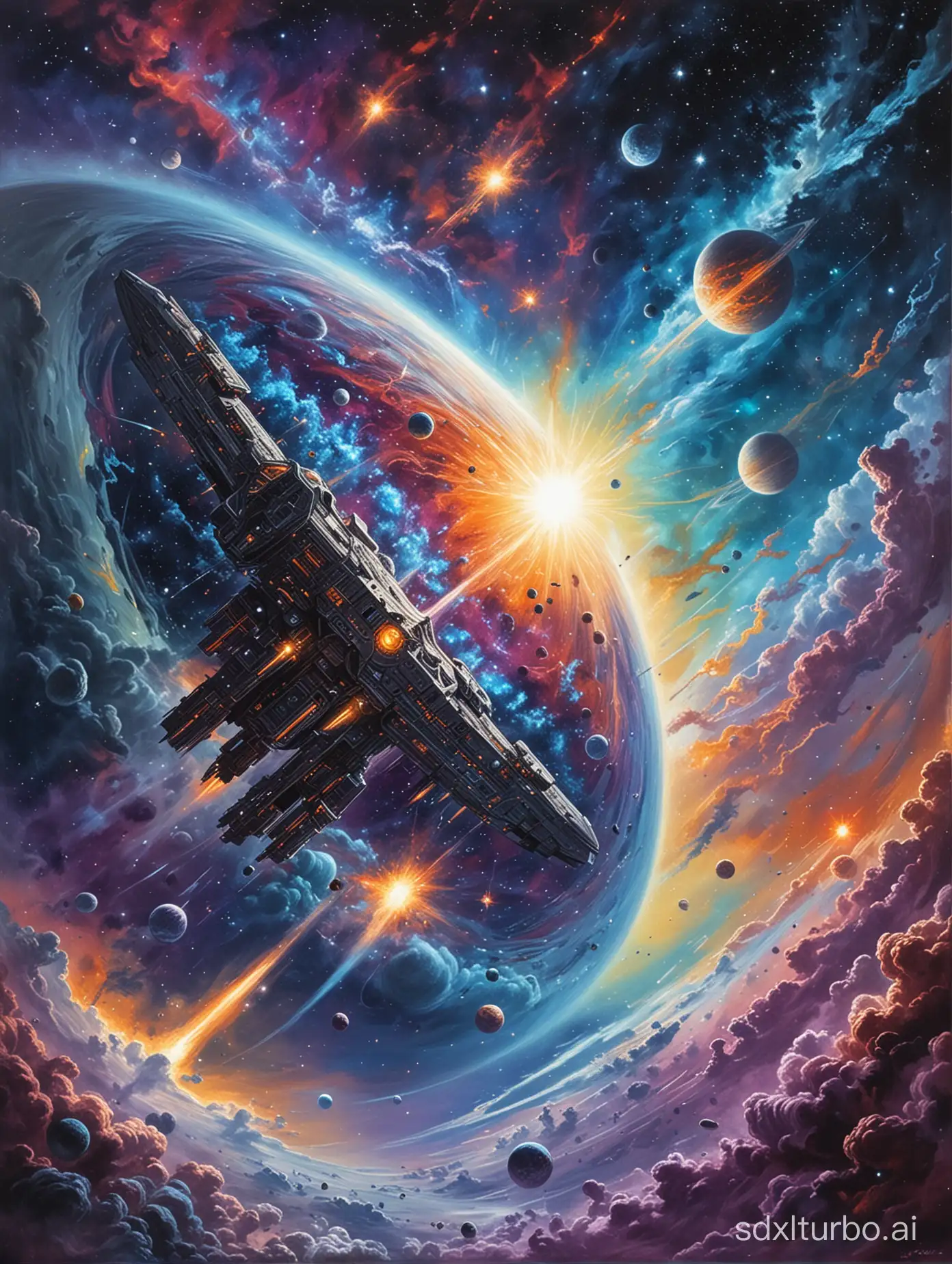 Cosmic science fiction painting