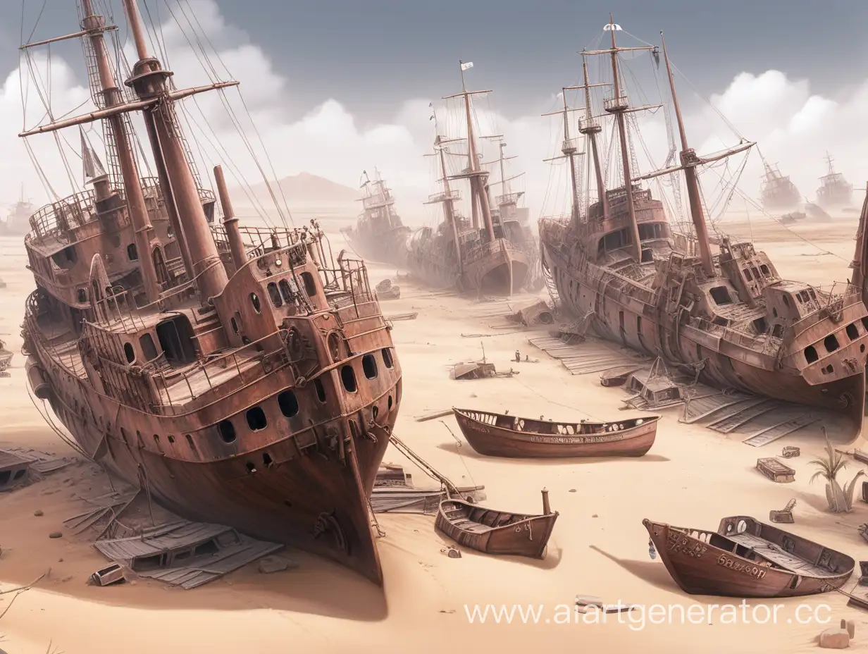 Anime-Ship-Graveyard-Abandoned-Sailing-and-Steamboats-in-the-Desert