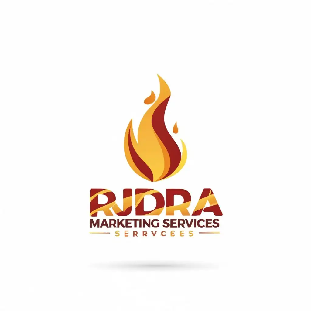logo, FIRE, with the text "RUDRA MARKETING SERVICES", typography, be used in Internet industry