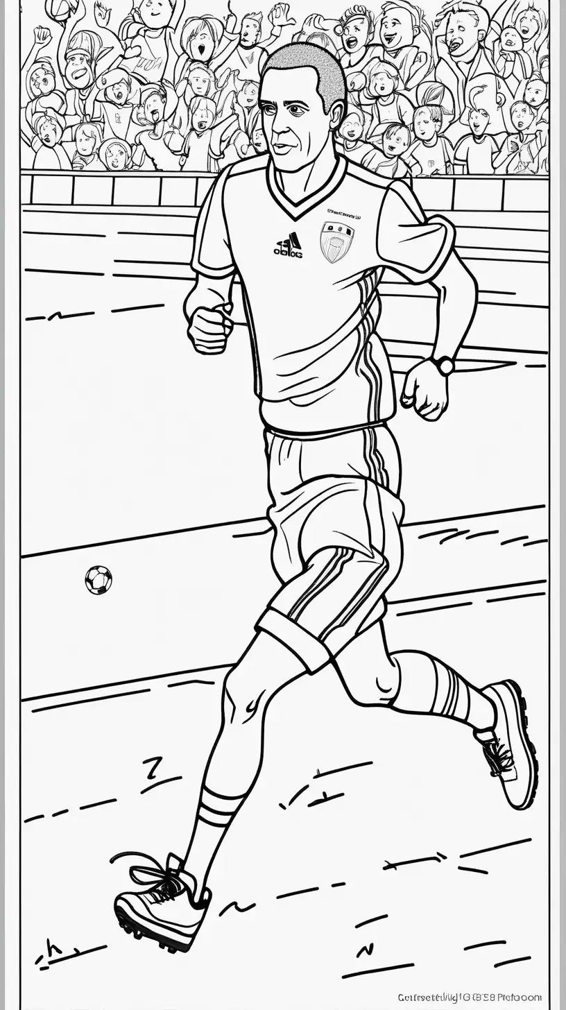 Afcon Football Coach Running on the Pitch Coloring Book Page