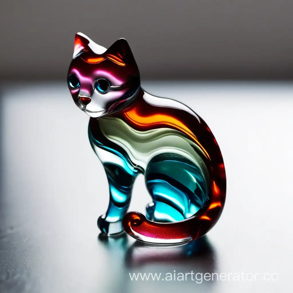 Exquisite-Glass-Cat-Sculpture-Elegant-Crystal-Feline-Figurine