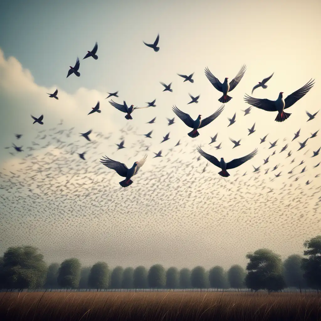 Graceful Flocks of SemiRealistic Birds in Flight