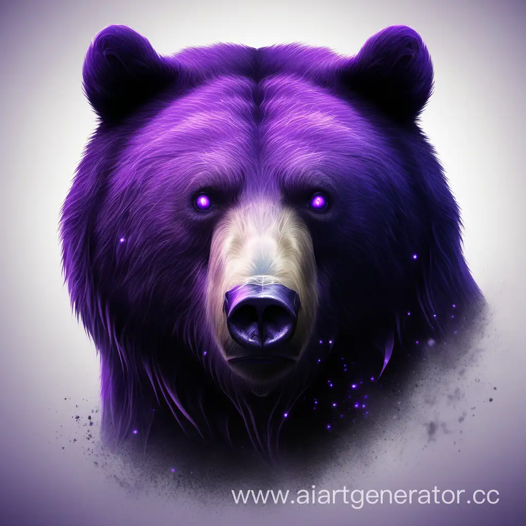 Чёрный Медведь гризли с фиолетовыми глазами