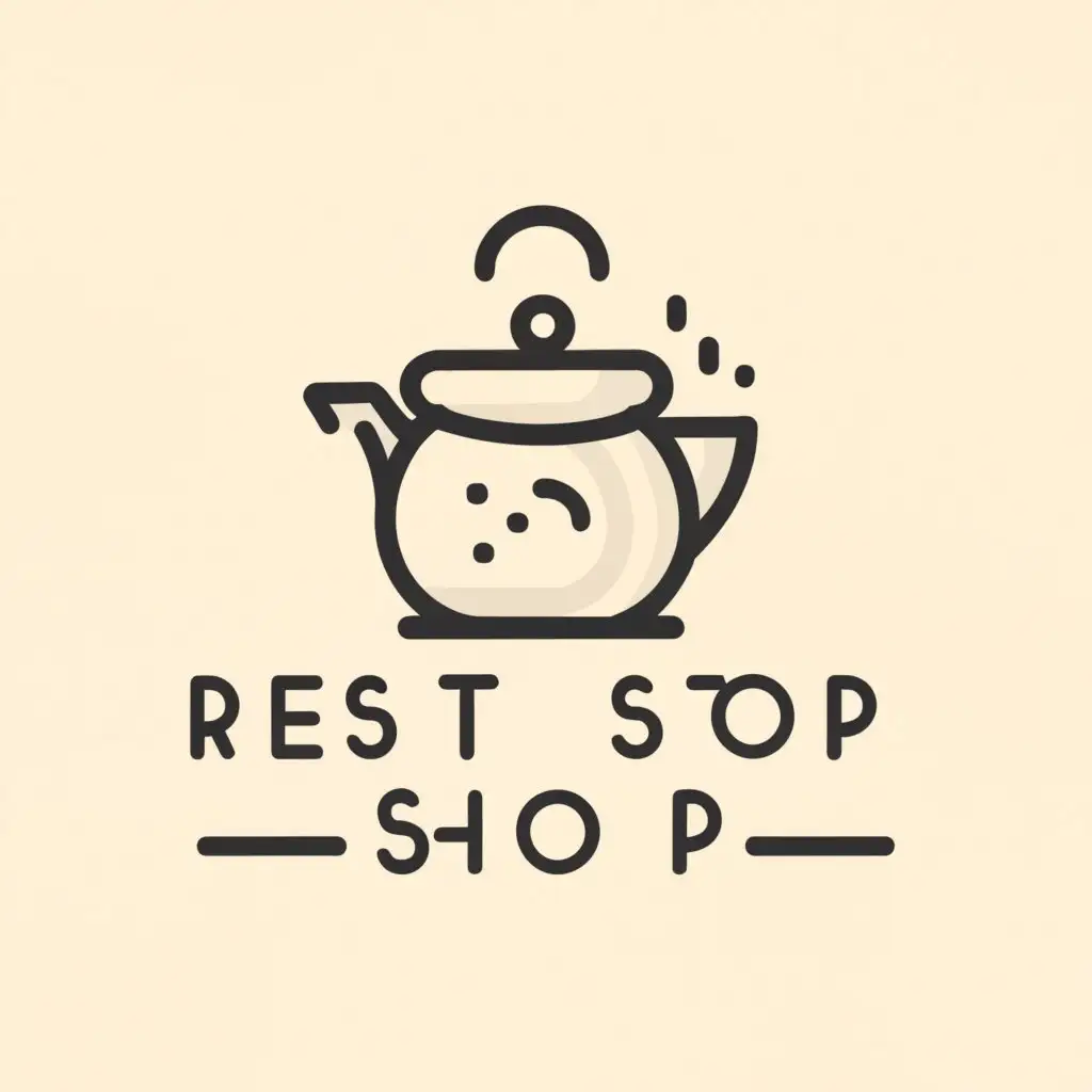a logo design,with the text "Rest stop shop", main symbol:resting, tea, relaxing,Moderate,be used in Retail industry,clear background