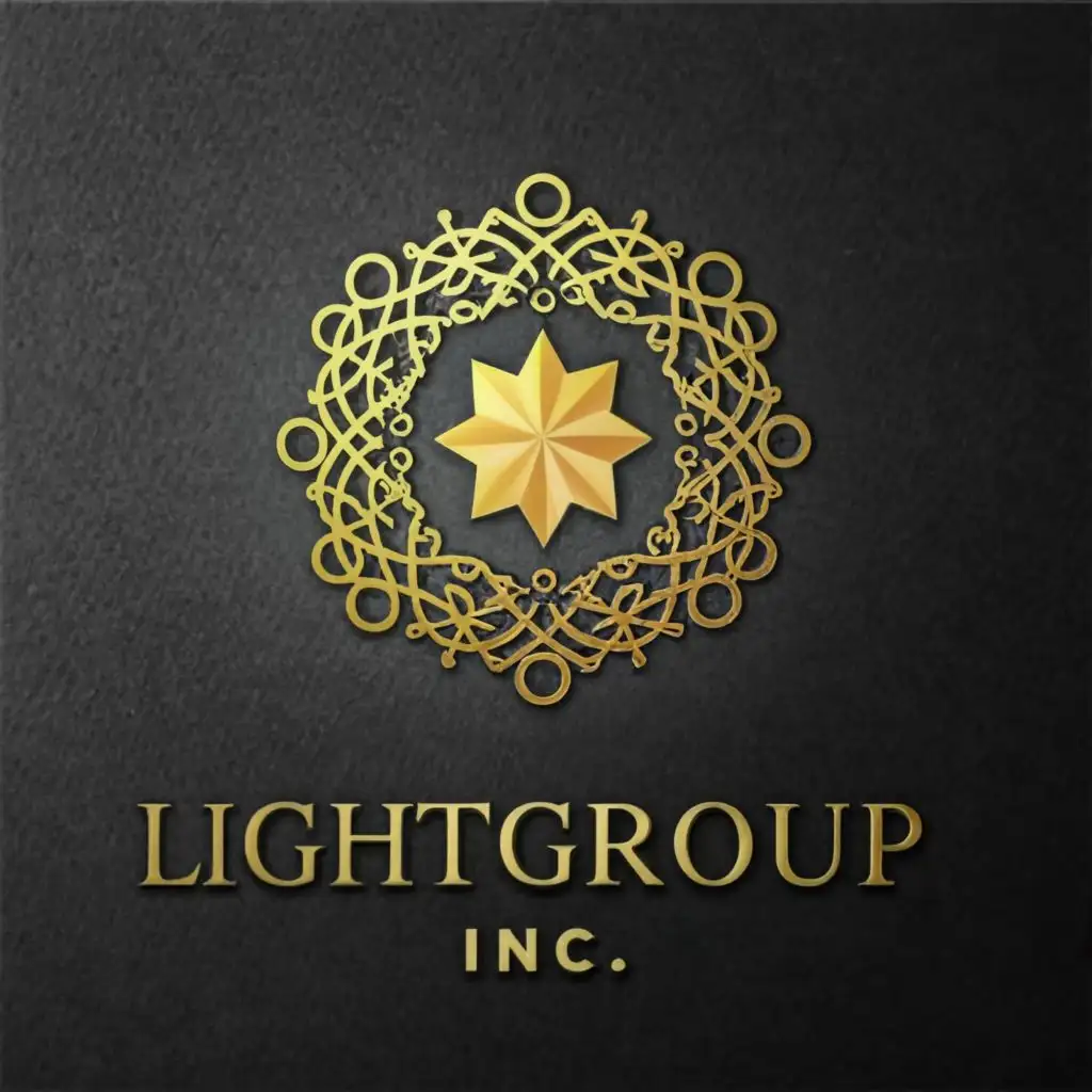a logo design,with the text "LIGHTGROUP INC.", main symbol:Magical starry golden circle,complex,clear background