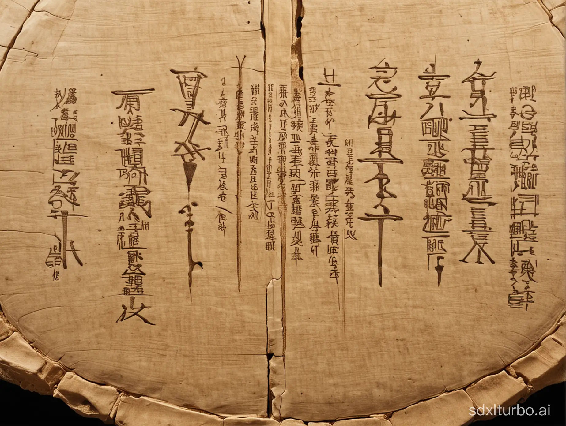 The oracle bone script on the back of the turtle