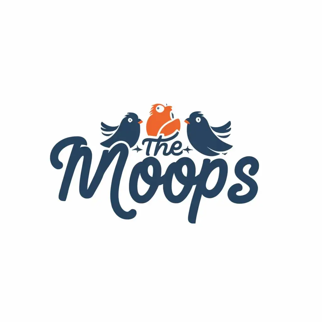 logo, birds, with the text "The Moops", typography, be used in Entertainment industry