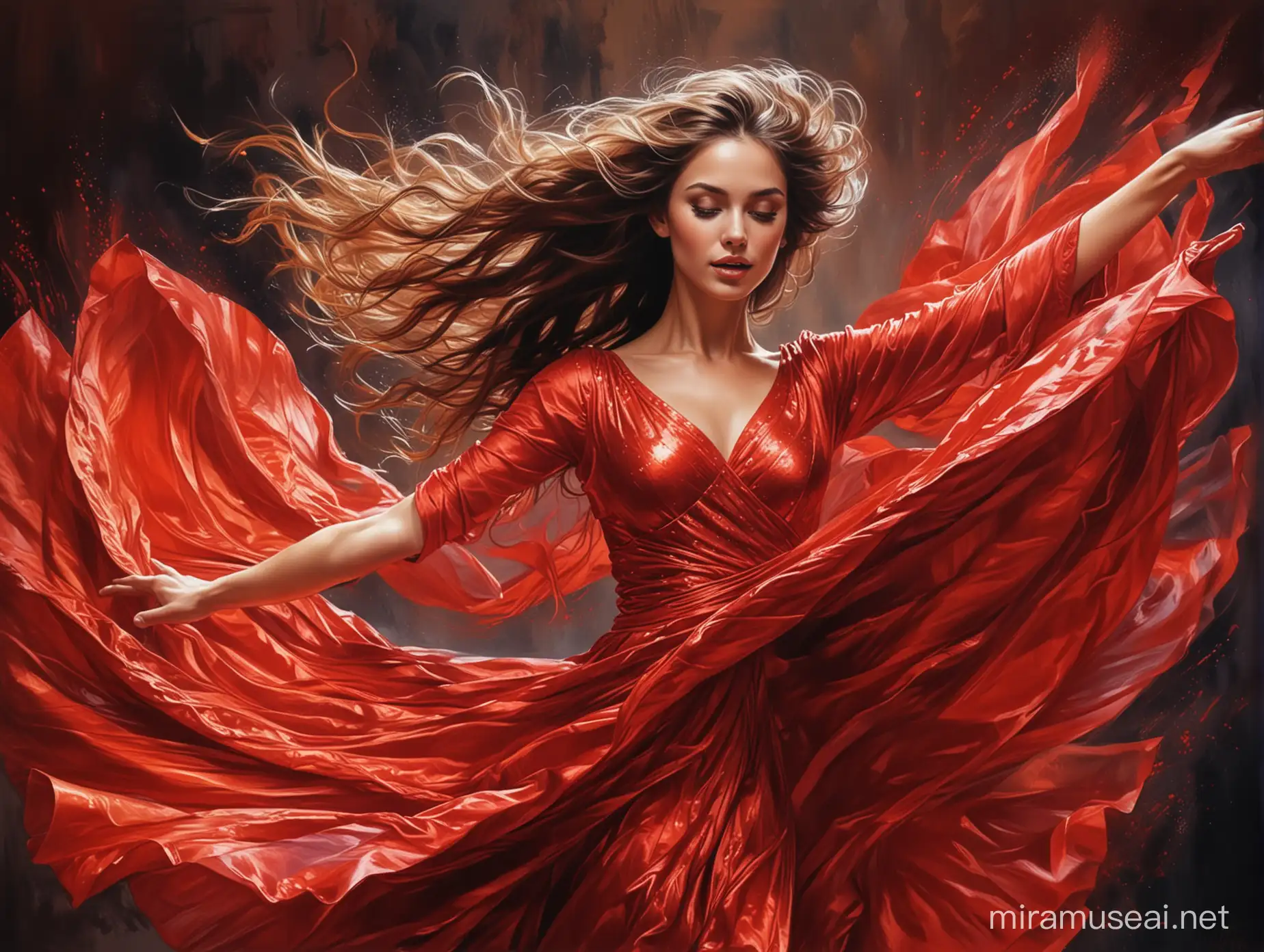 Professional Red Dress Dancer Capturing the Beauty of Dynamic Movements
