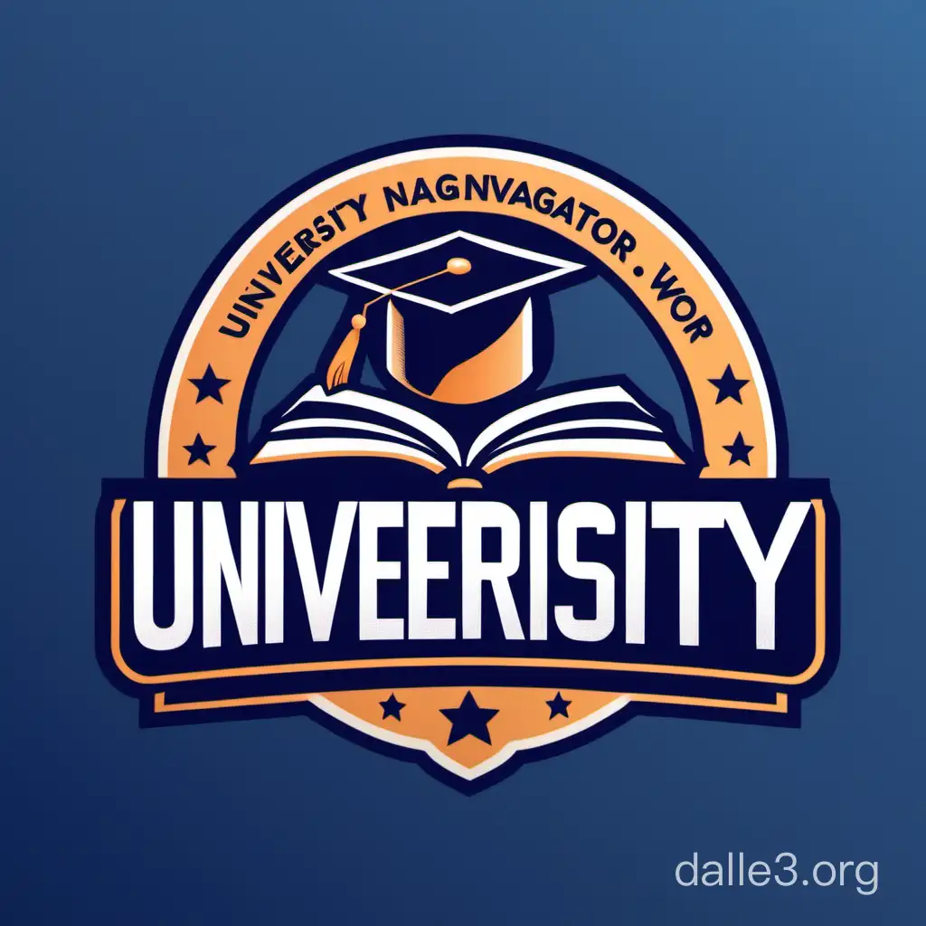 logo for telegram channel: «University Navigator» need student who take on hand book and big font name logos