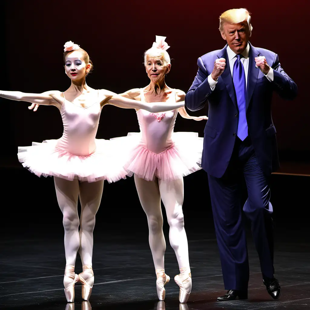 donald trump and joe biden participating in a ballerina play 