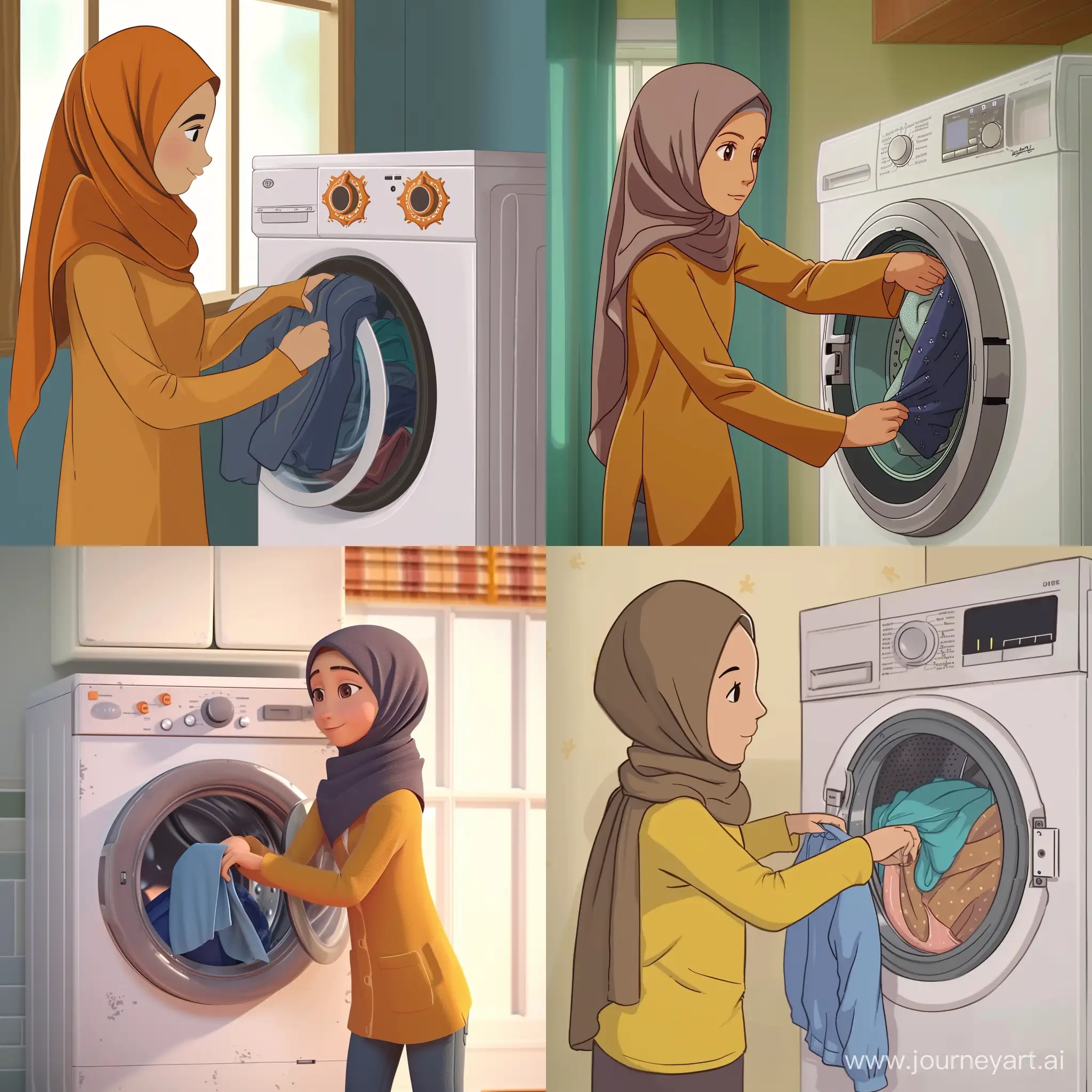 Muslim-Woman-in-Hijab-Doing-Laundry