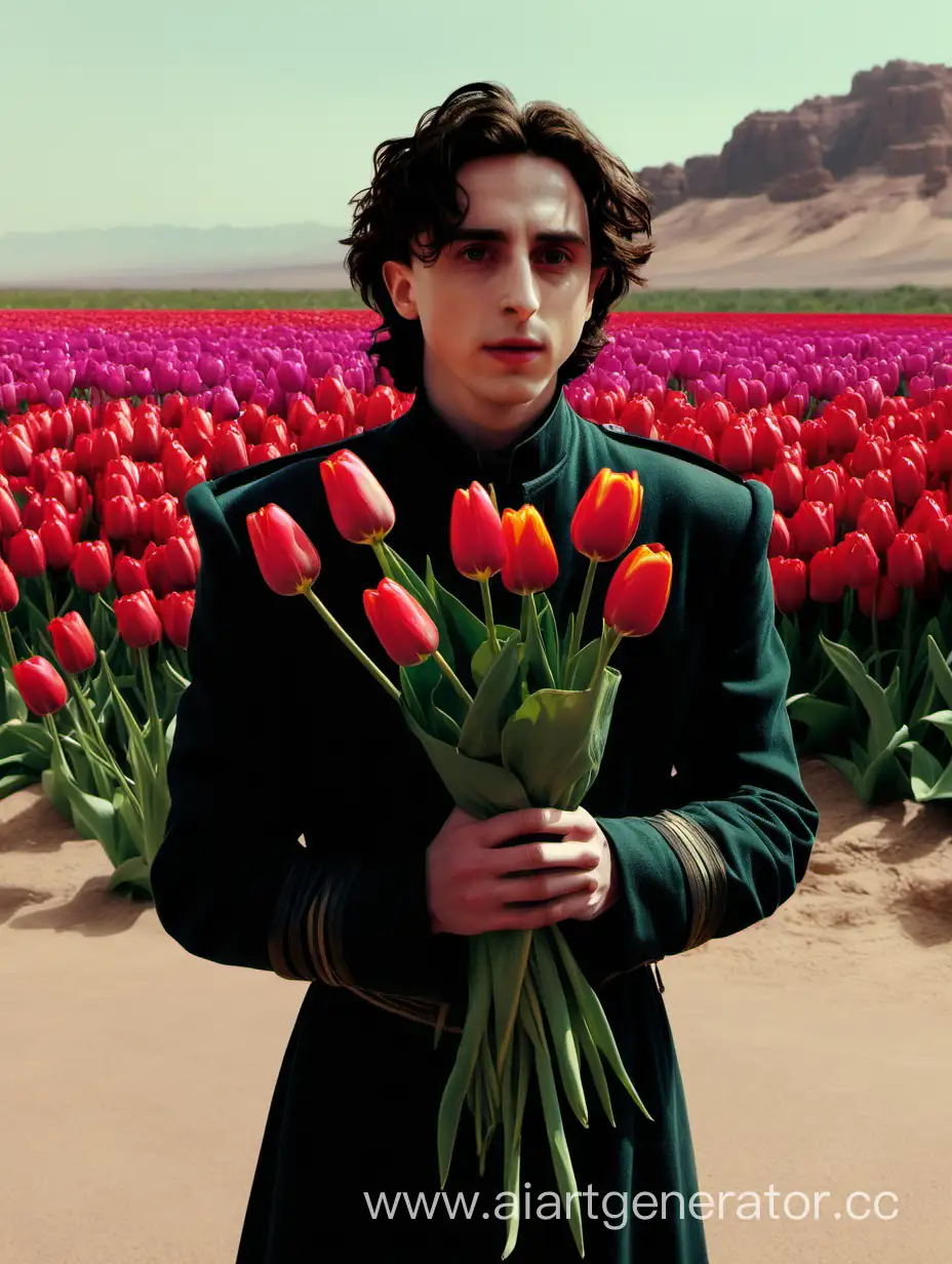 Paul-Atreides-Holding-Tulips-in-Desert-Setting