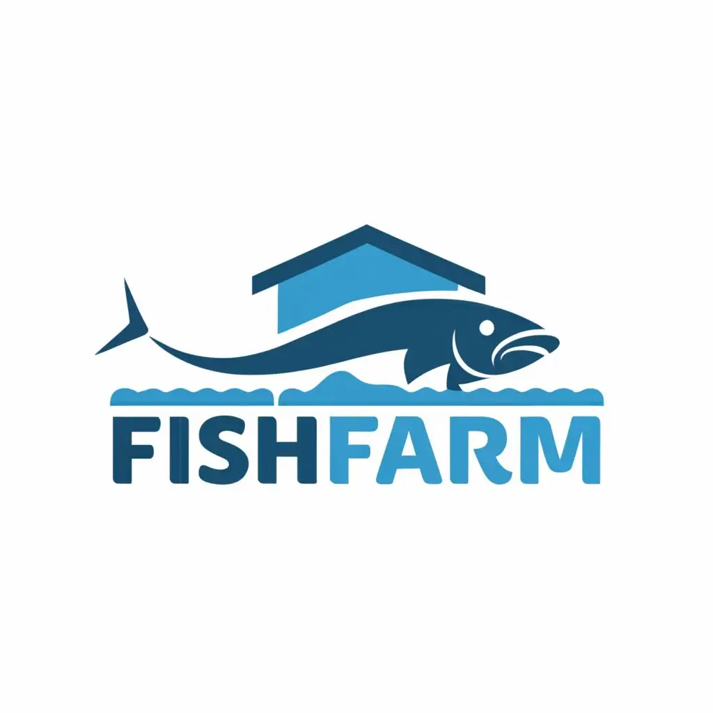 logo, OMEGA, with the text "fish farm", typography