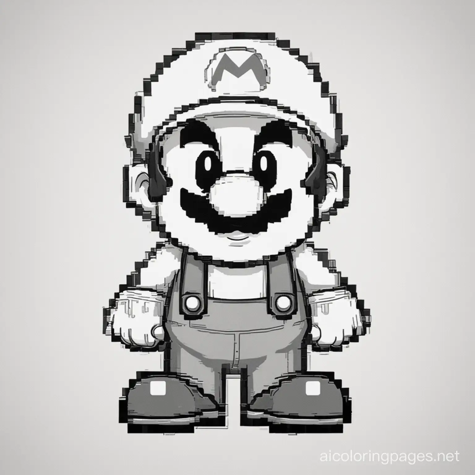 8Bit-Mario-Coloring-Page-with-Simplistic-Line-Art
