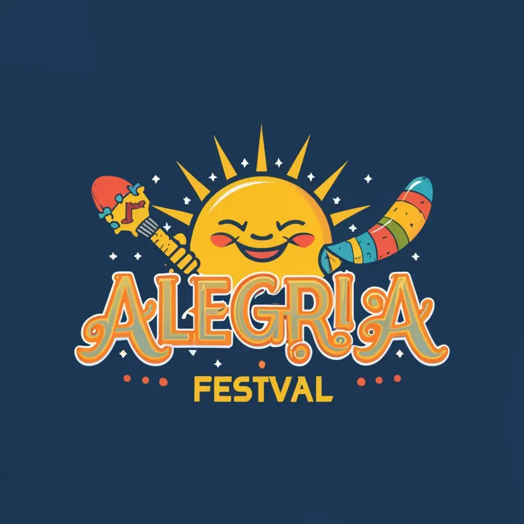 a logo design,with the text "Alegria Festival", main symbol:create a festival logo that's colorful and festive,Moderate,clear background