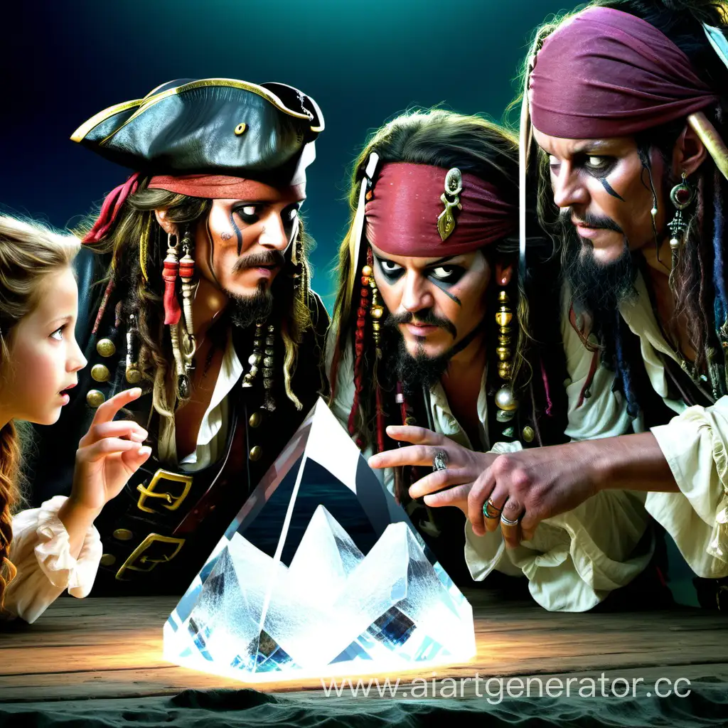 пираты смотрят на волшебный кристалл