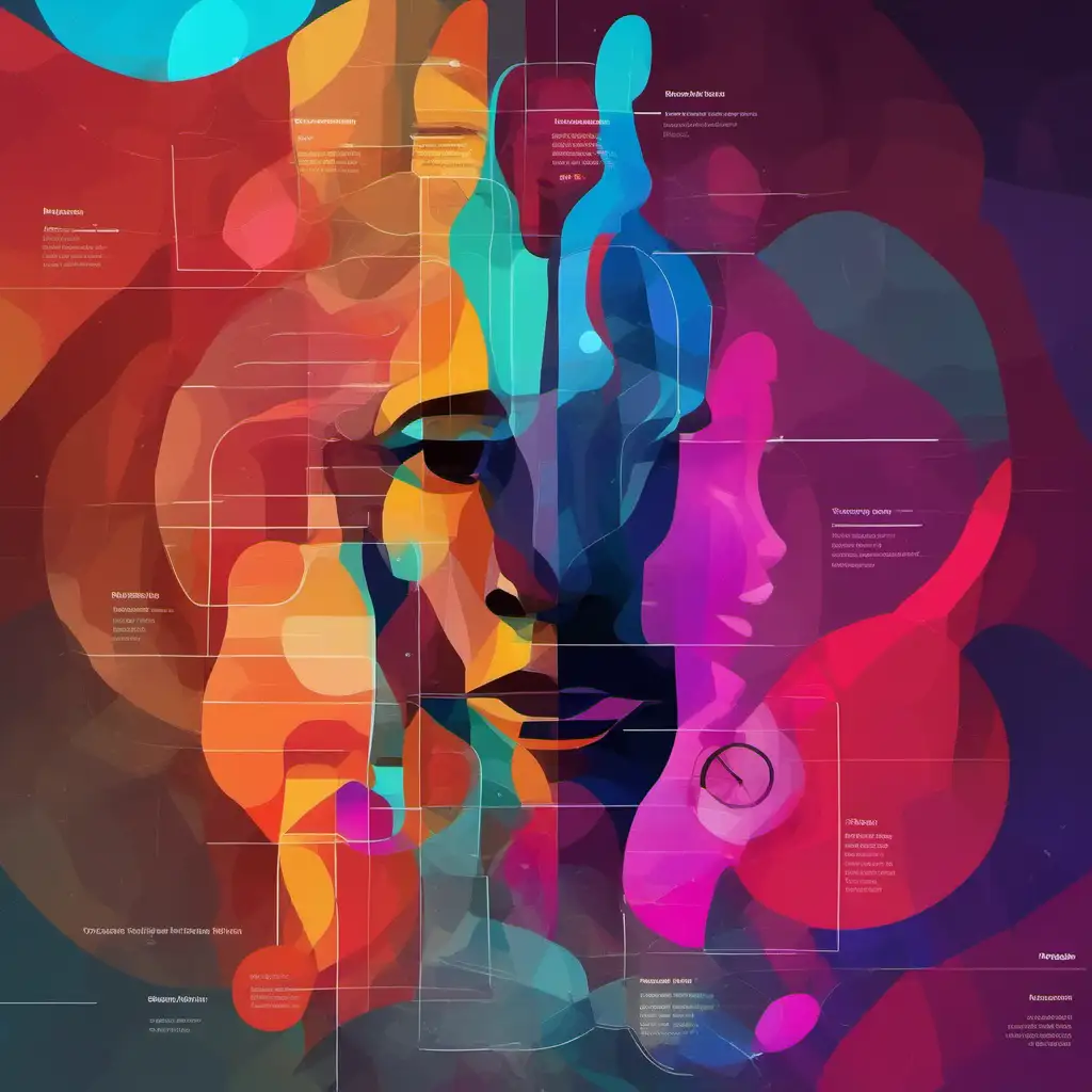 "Imagine using the colors in the image to design a visually captivating and emotionally engaging customer journey or experience. Utilize the rich palette, shades, and tones to represent various stages human faces