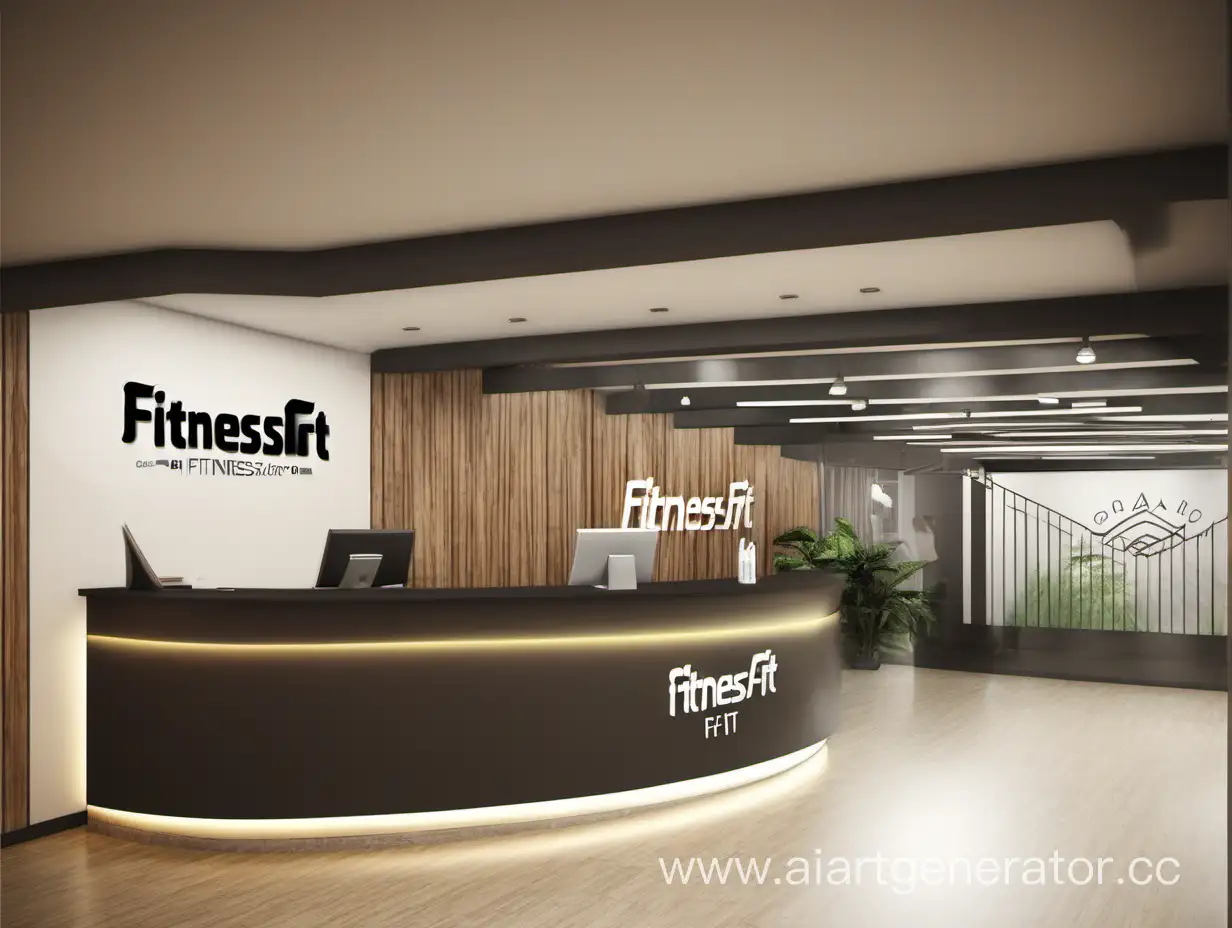 draw a fitness club reception with an inscription on the FITNESSFIT logo