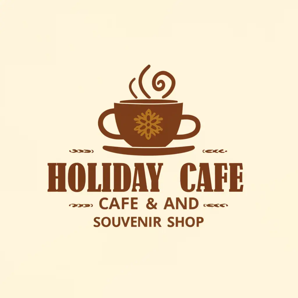 LOGO-Design-For-Holiday-Cafe-and-Souvenir-Shop-Inviting-Coffee-Cup-Emblem-on-Clear-Background