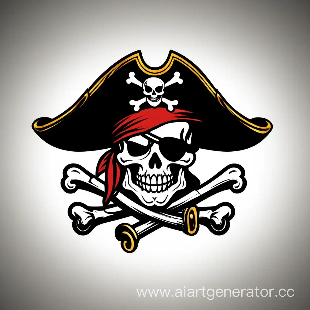 Логотип веселый роджер пиратская шляпа на бок и закрывает один глаз