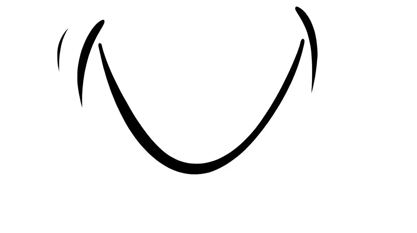 simple line vector art, smiling mouth, white background