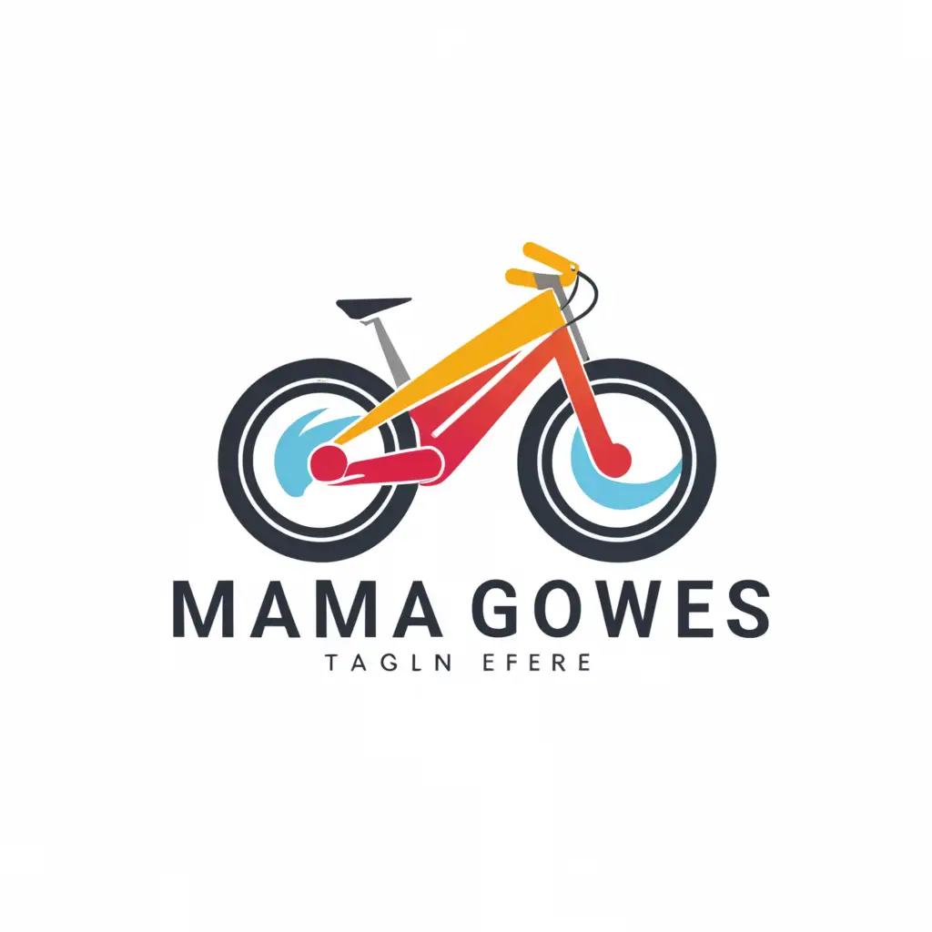 a logo design,with the text "Mama Gowes", main symbol:mountain bike,Moderate,be used in Sports Fitness industry,clear background
