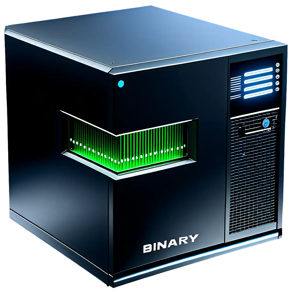 Binary Computer Transforming Data into Clear HighQuality PNG Images ...