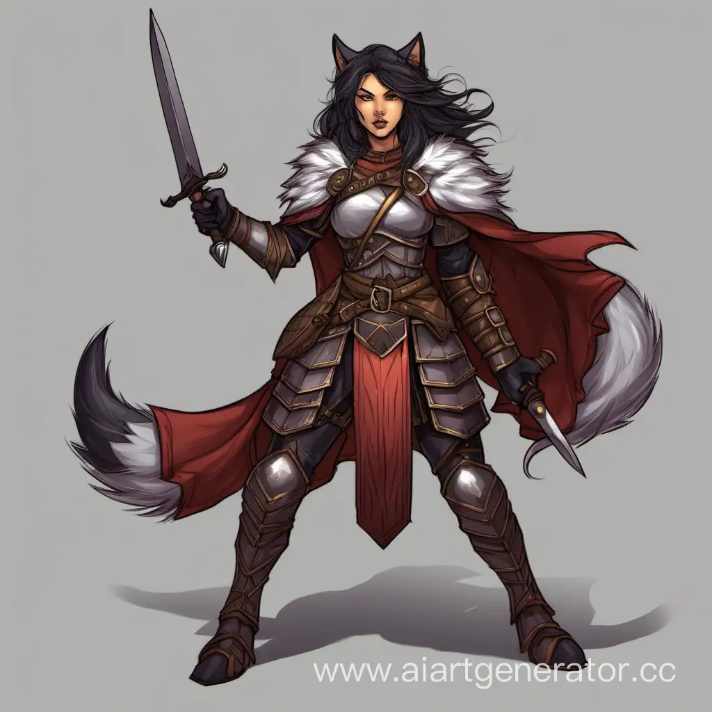 Fantasy-Woman-Warrior-with-Wolf-Companion-in-Dungeons-and-Dragons-Style