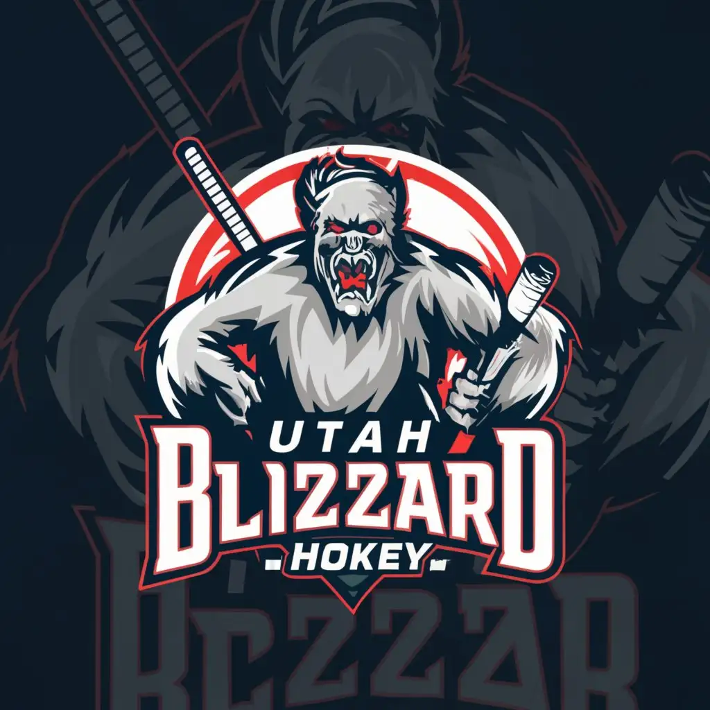 a logo design,with the text "Utah Blizzard Hockey", main symbol:Abominable Snowman in a blizzard at Zion National Park,complex,be used in Sports Fitness industry,clear background