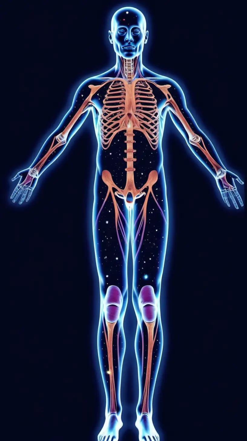 A clear galaxy color of the human body diagram very detailed 