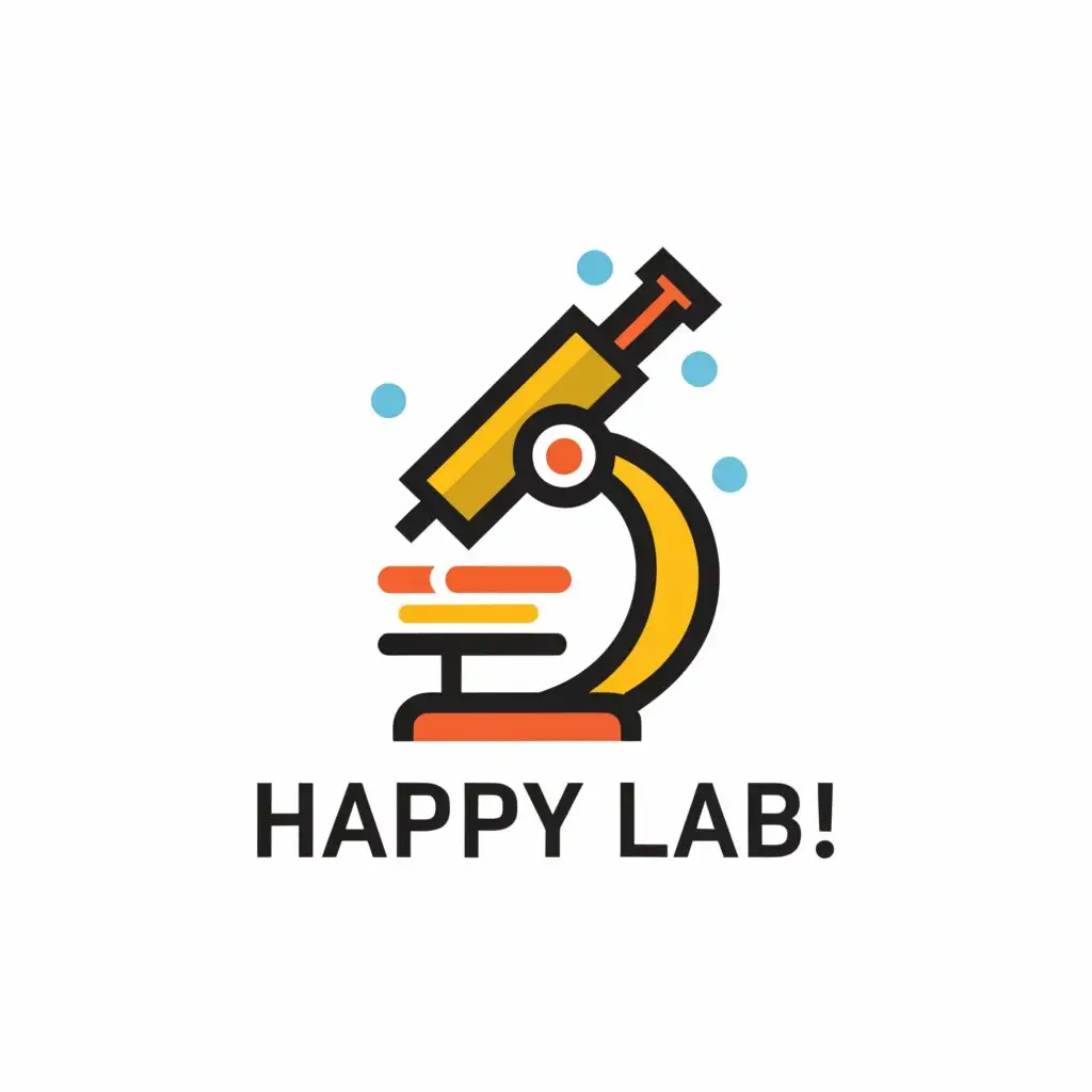 a logo design,with the text "Happy lab", main symbol:microscope laser,complex,be used in Technology industry,clear background