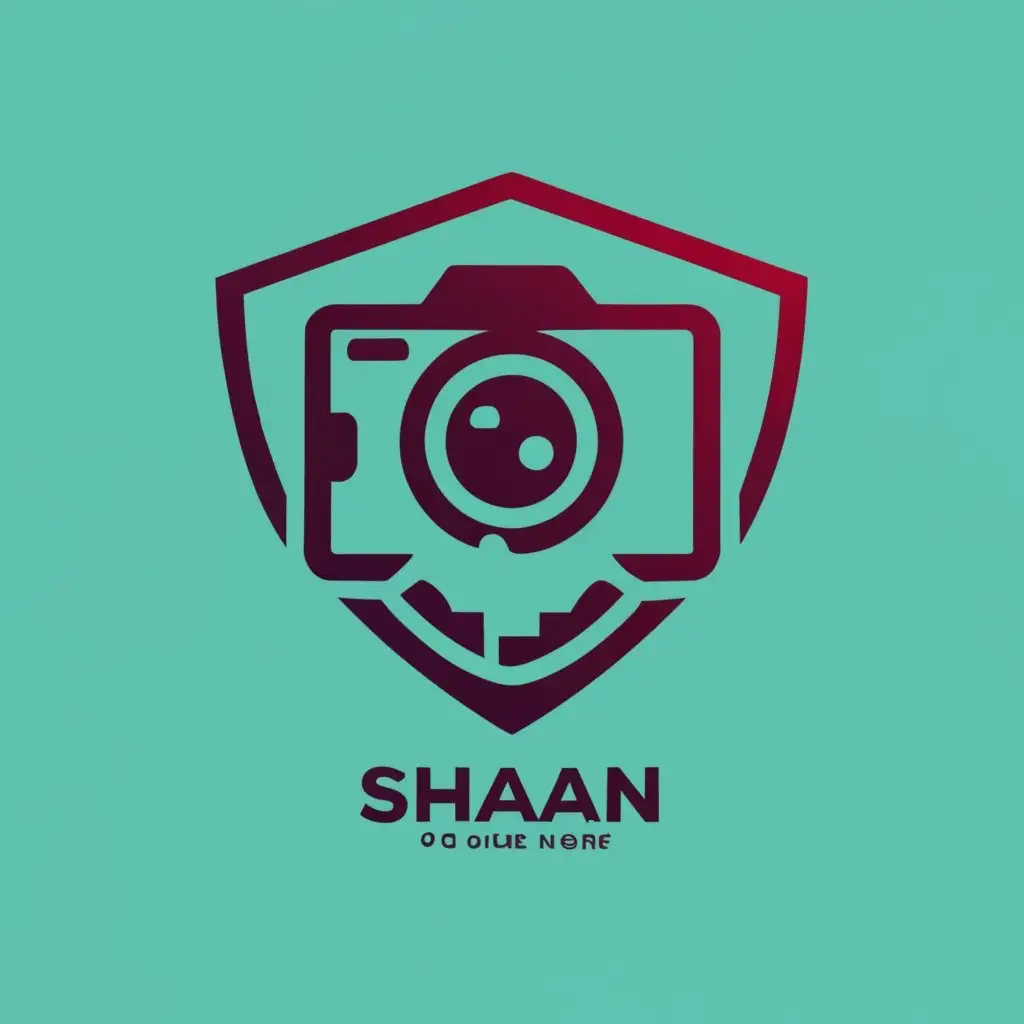 logo, shield and camera or key, with the text "Shaan", typography, be used in Technology industry