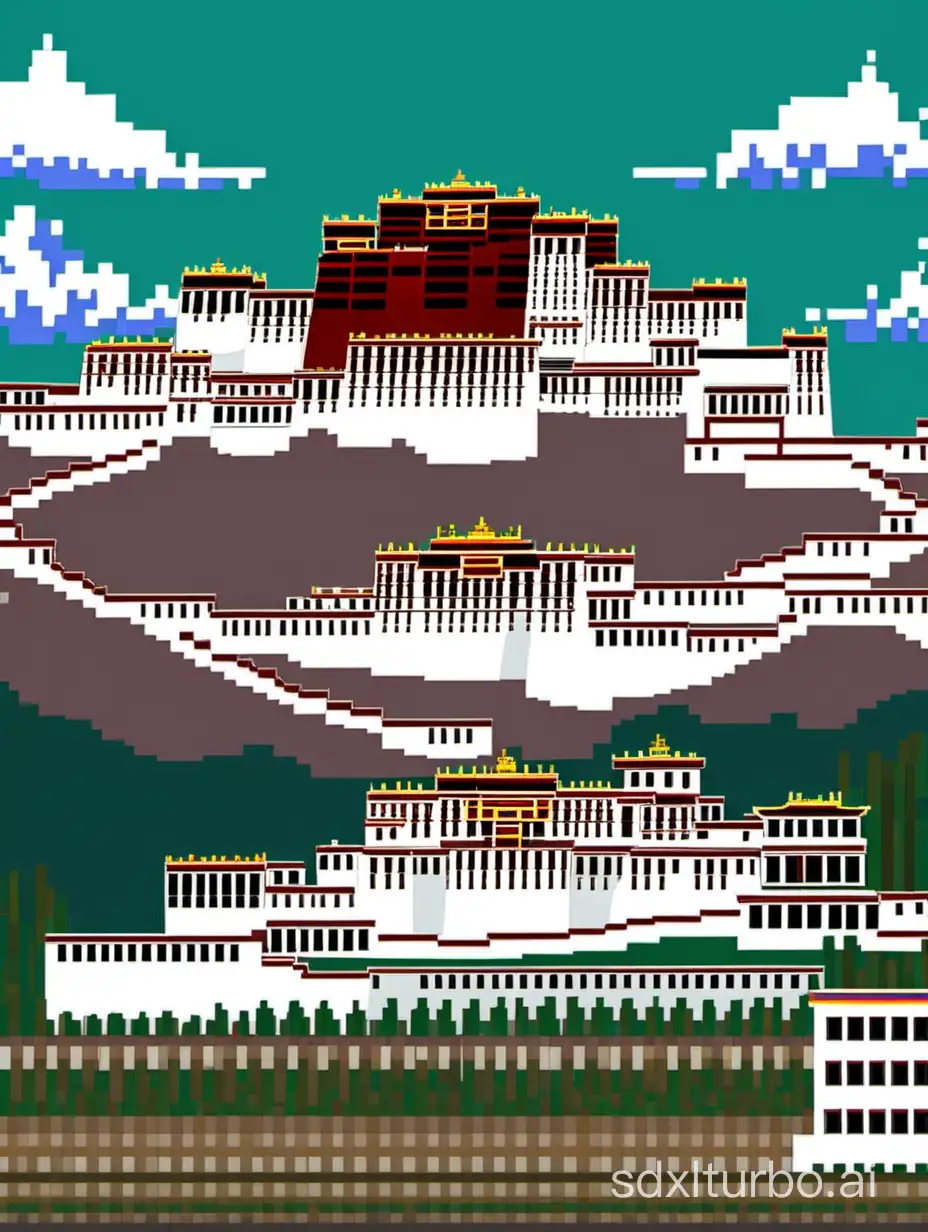The Potala Palace in Pixel Style, High Quality