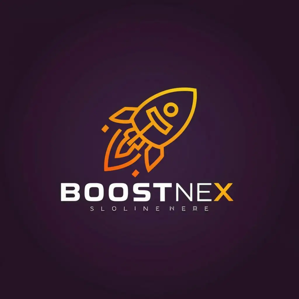 a logo design,with the text "Boostnex", main symbol:rocket,complex,clear background