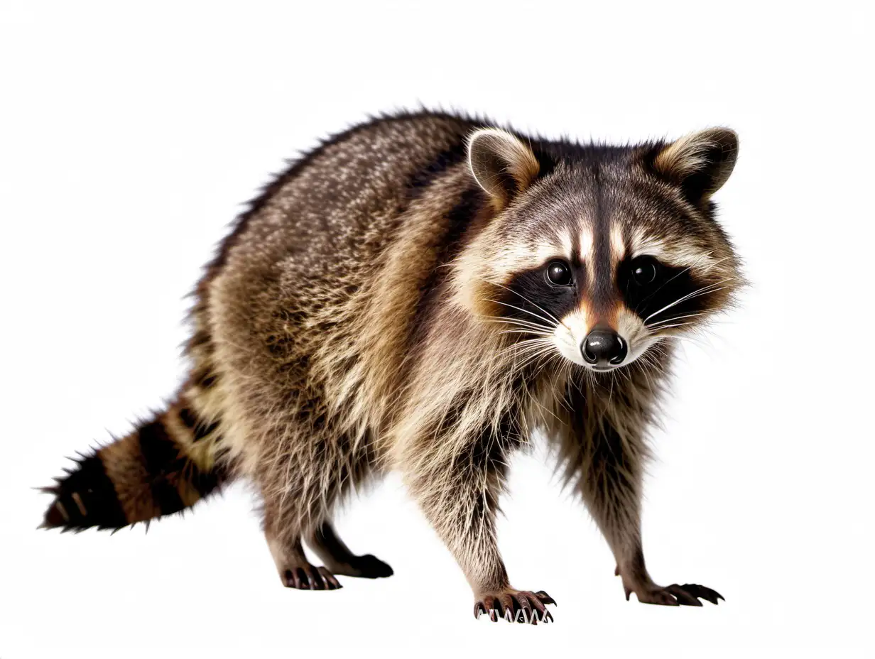 Adorable-Raccoon-Poses-on-a-Clean-White-Background