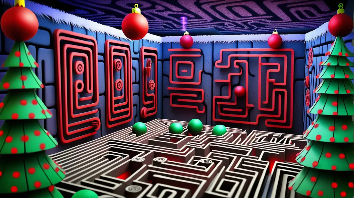 labyrinthe de lasergame avec décoration noel
