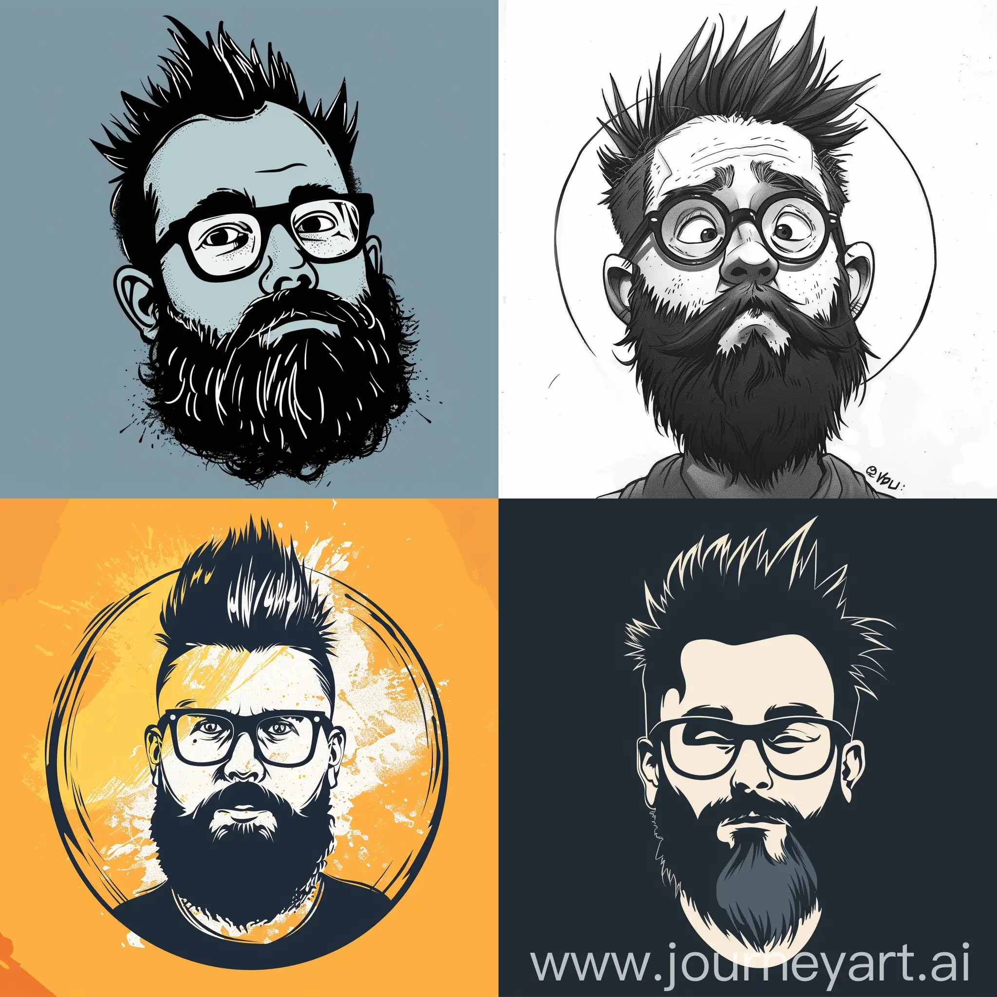 Portrait-of-a-RoundFaced-Man-with-Spiked-Hair-Beard-and-Glasses