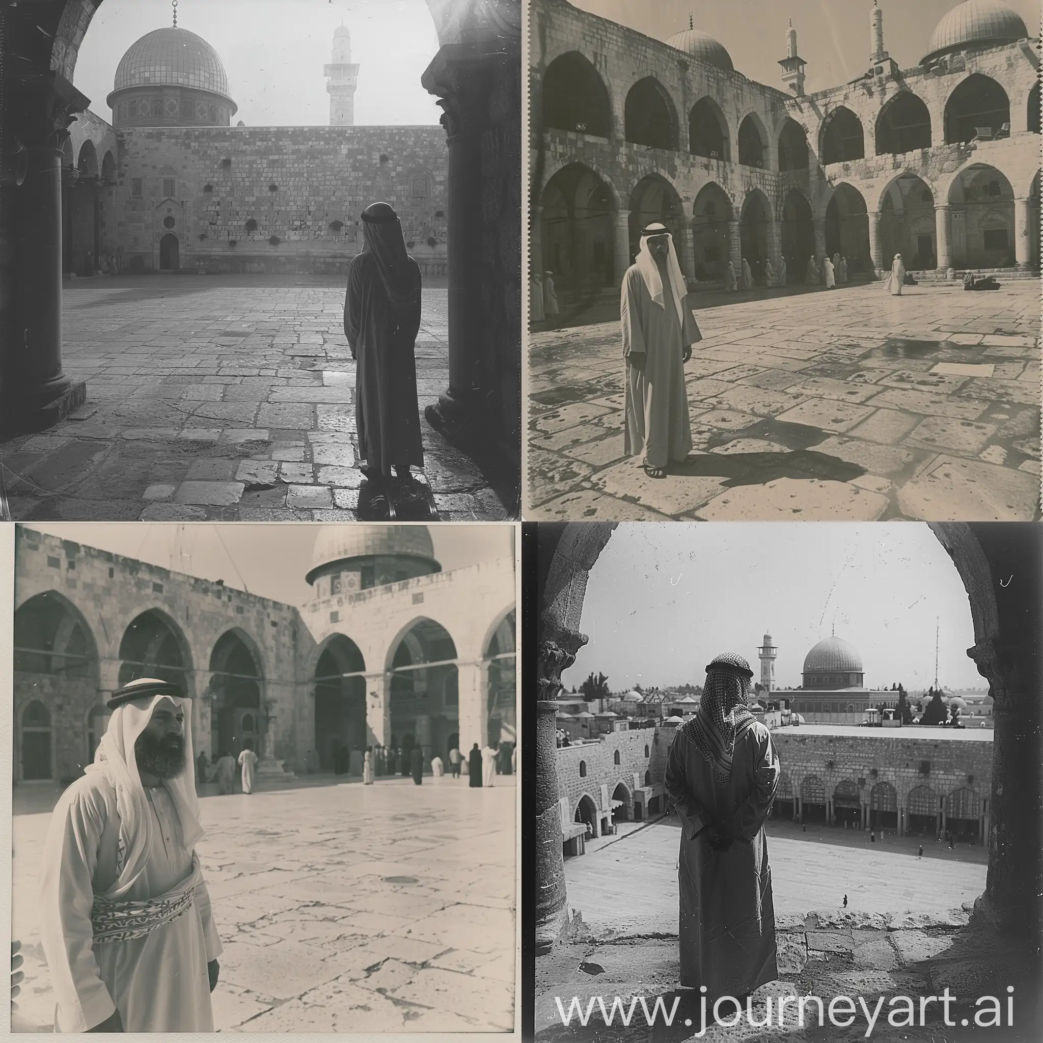 Arabian-Man-at-AlAqsa-Mosque-1970s-Vintage-Polaroid-Capture