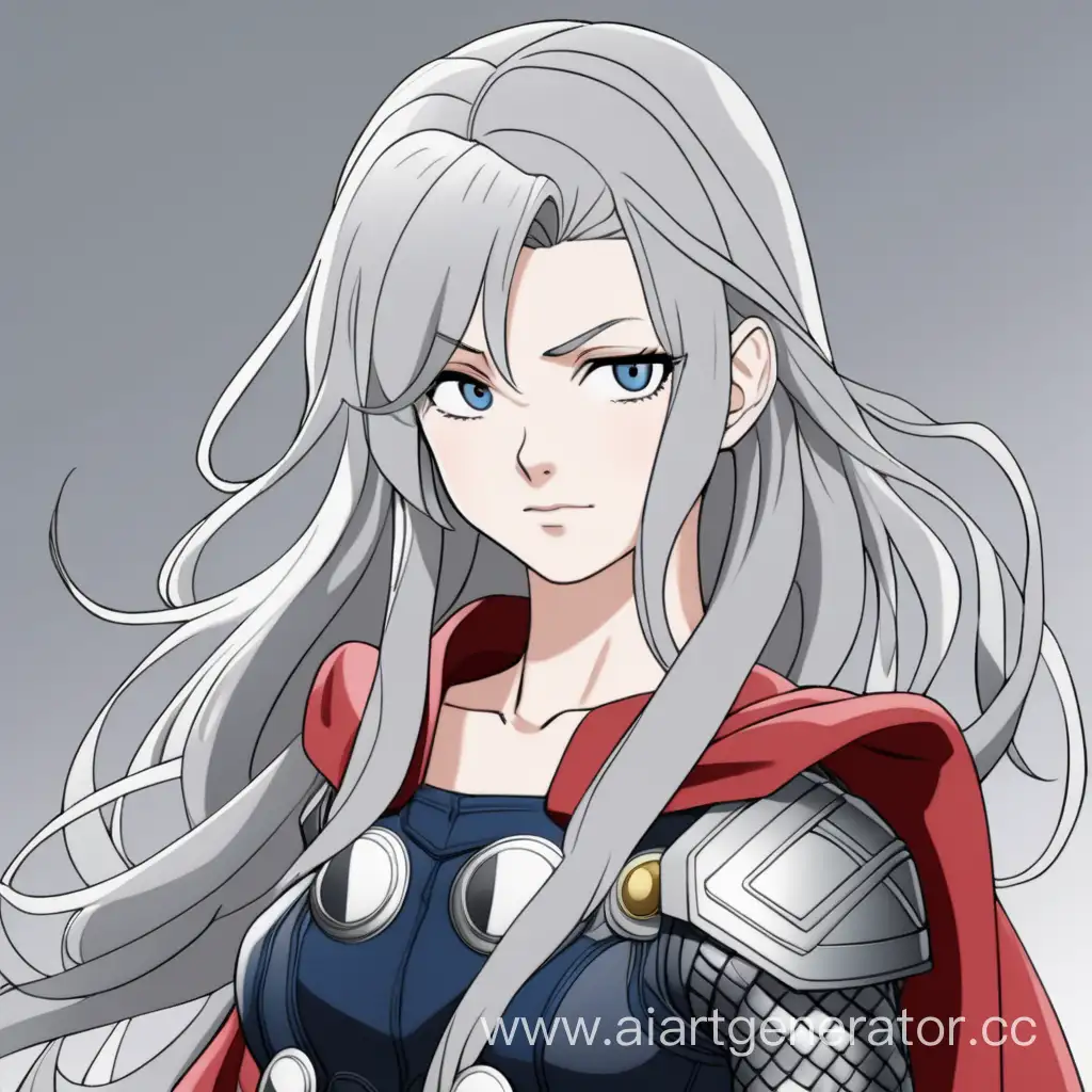 Thor Girl Anime Style Old Gray Hair