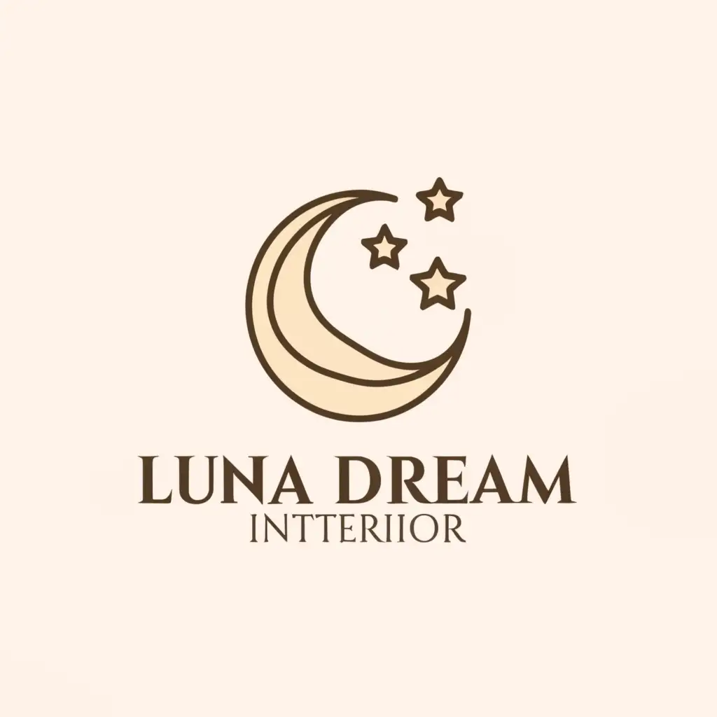 a logo design,with the text "Luna Dream Interior", main symbol:Moon,Moderate,be used in Home Family industry,clear background