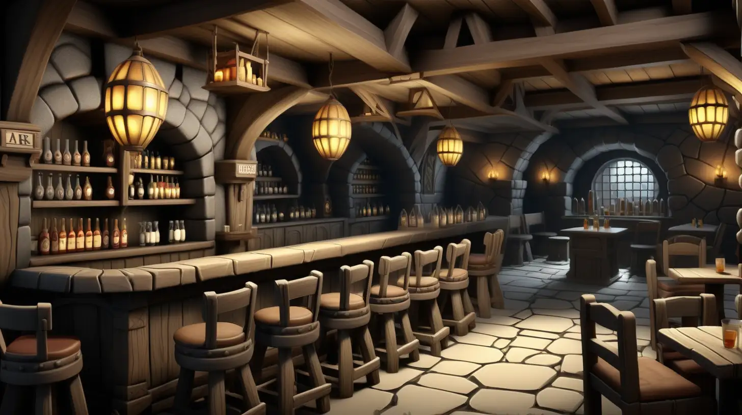 Dwarven Style Tavern with Spacious Seating and Bar | MUSE AI