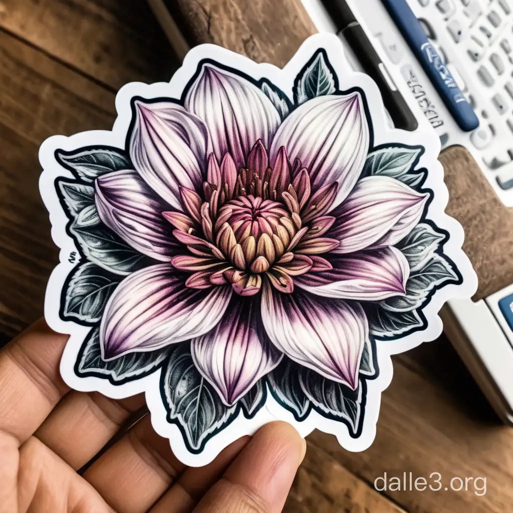 a highly detailed flower sticker