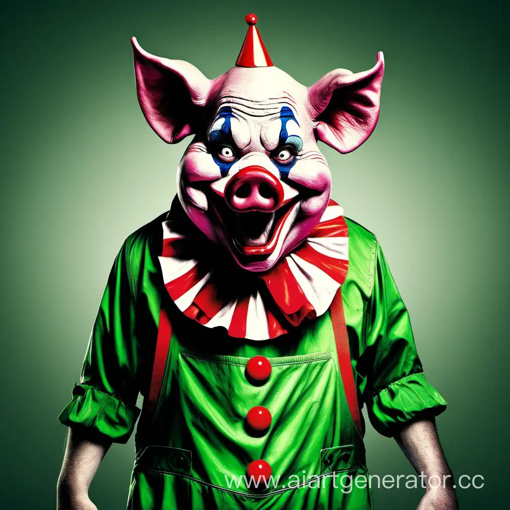 Sinister-Pig-Clown-in-Menacing-Green-Jumpsuit