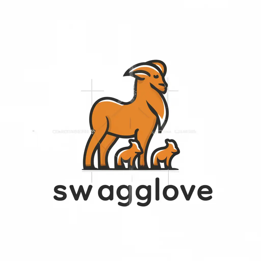 a logo design,with the text "SwaggLove", main symbol:Huge goat with smaller goats underneath,Moderate,be used in Retail industry,clear background