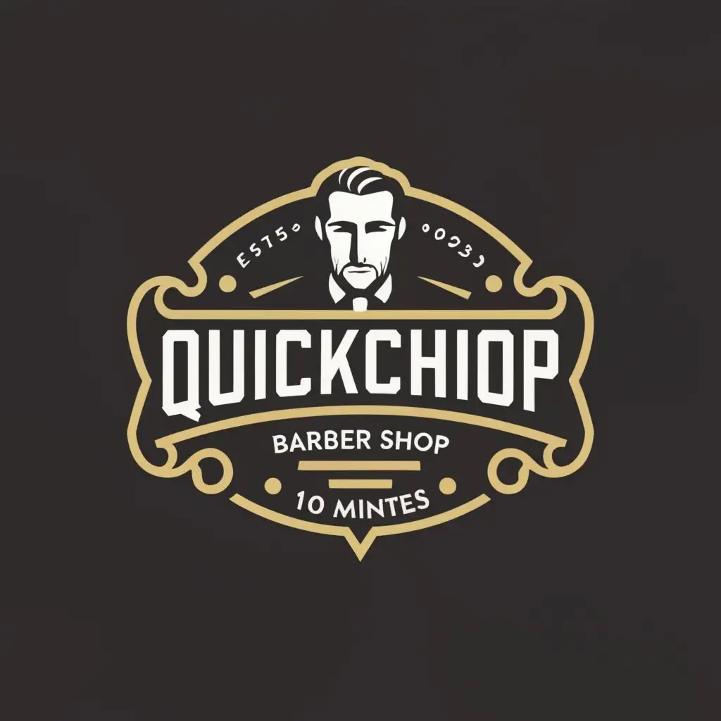 a logo design,with the text "QuickChop
Barber shop - 10 minutes
", main symbol:man; pull artistic; barbershop for men, ,Moderate,be used in Beauty Spa industry,clear background