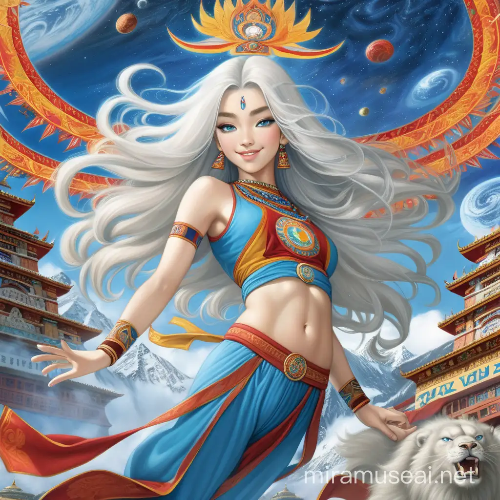 Empress of the Kali Dynasty Surrounded by Cosmic Energy at a Tibetan Monastery