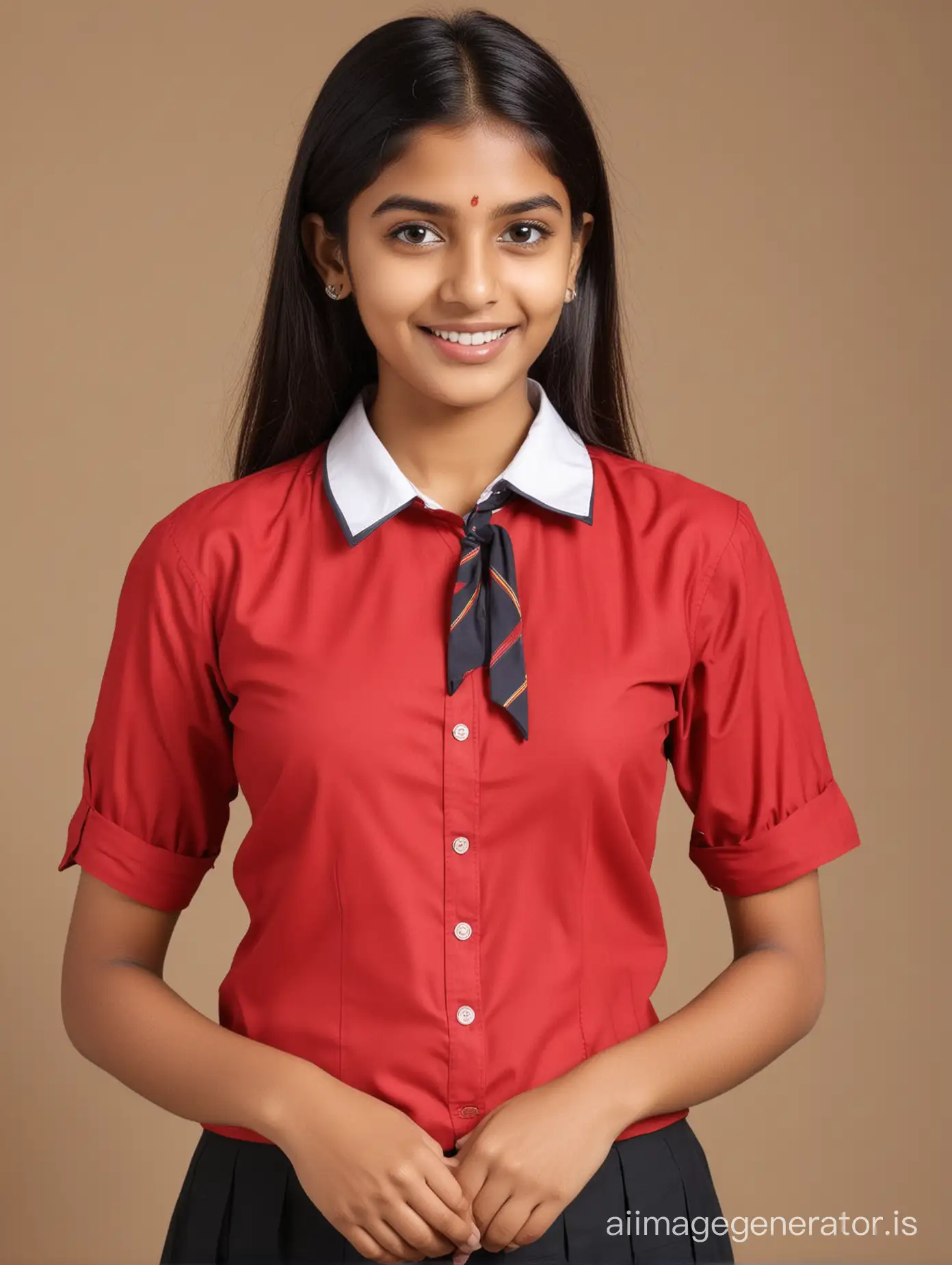 Indian-Schoolgirl-in-Vibrant-Red-Blouse-Standing-Proudly