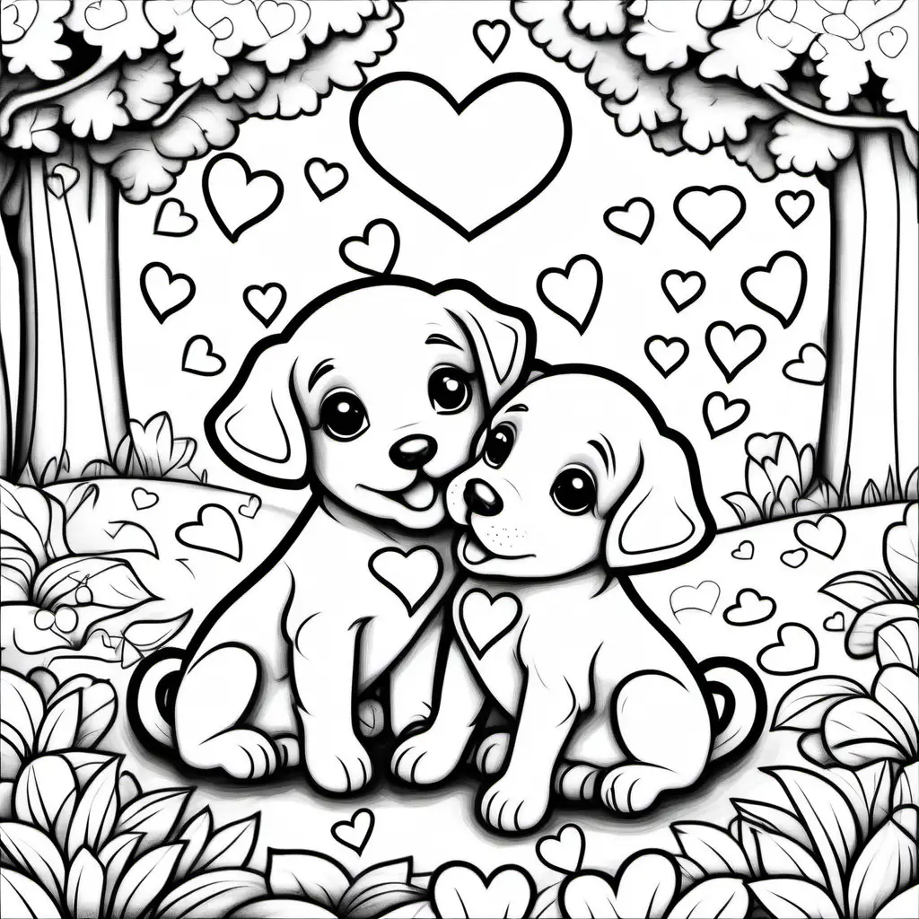 Adorable Puppy Playtime with Heartwarming Coloring Pages