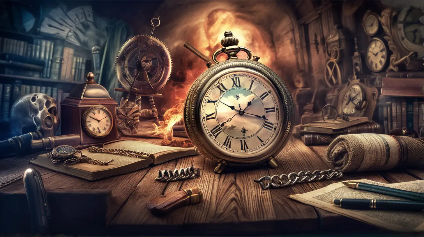 create a unique background image   an image for my history social media channel that covers worldwide historical crimes, manmade disasters, mysteries solved and unsolved keep it edgy and Relevant to the channel, the channel is called TimeTribe Official. make it reflect timetravel to the past, highly detailed intriguing, and colourful  do your best it needs to be cinematic  