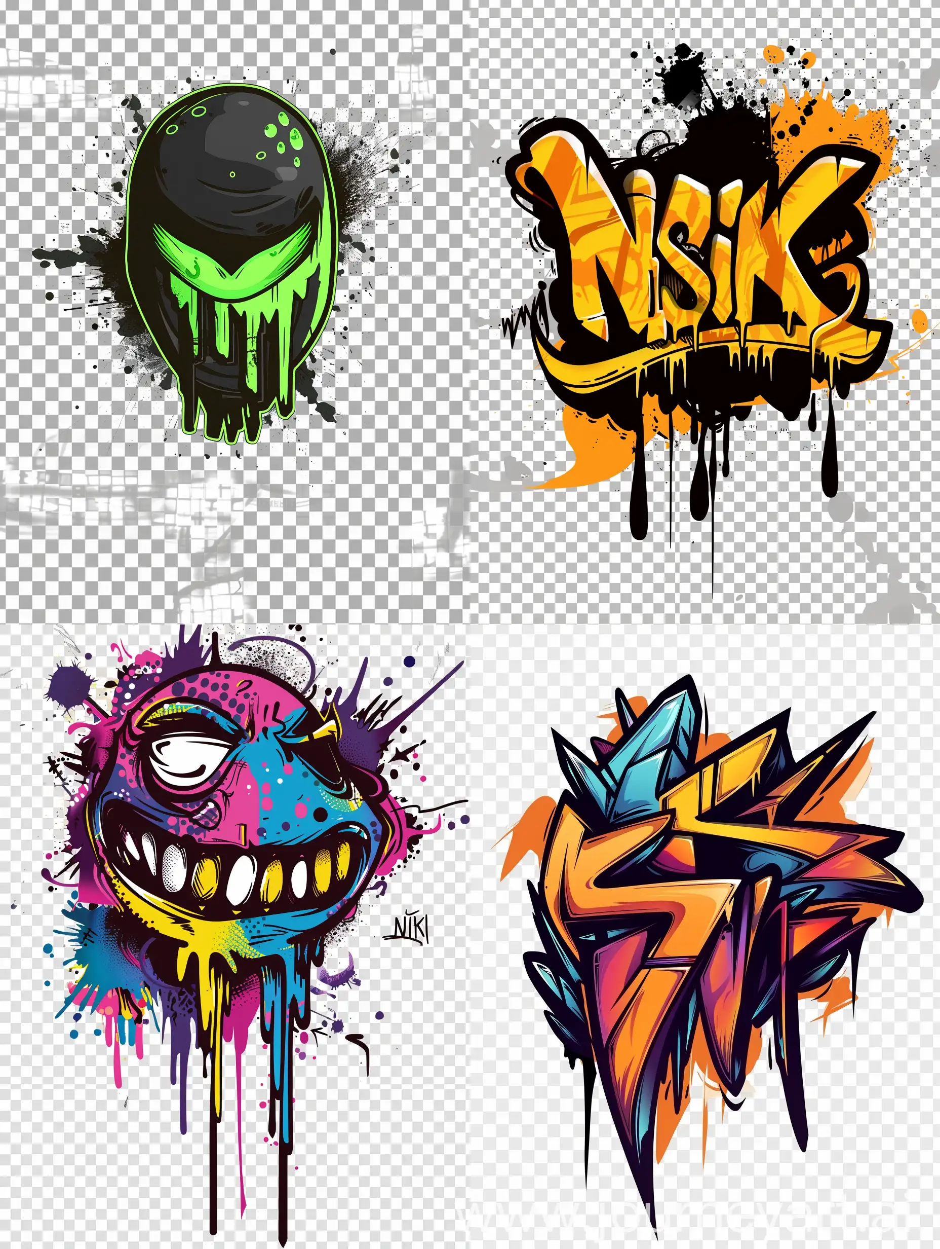 a simple graffiti NIMASKI CHALLENGE to be used as a favicon on a transparent background